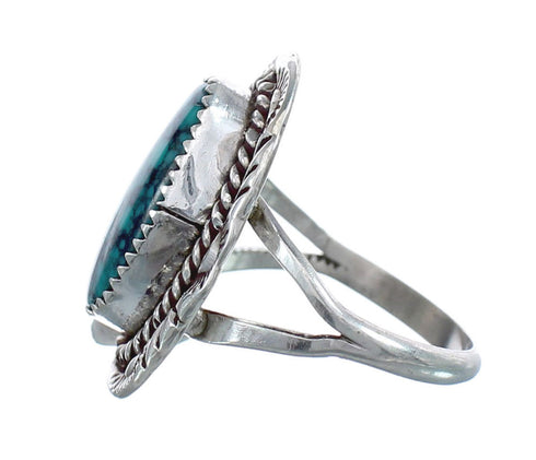 Navajo Genuine Sterling Silver Turquoise Ring Size 7-3/4 AX123947