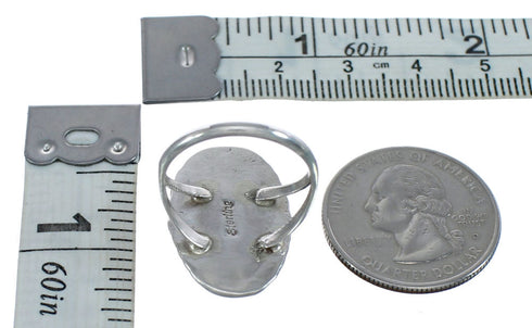 Navajo Genuine Sterling Silver Turquoise Ring Size 7-3/4 AX123947