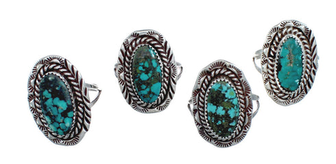 Navajo Genuine Sterling Silver Turquoise Ring Size 7-3/4 AX123947