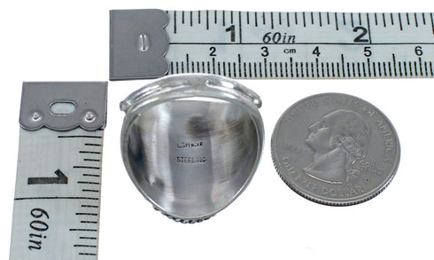 Genuine Sterling Silver Leaf Turquoise American Indian Ring Size 12-1/4 AX124040