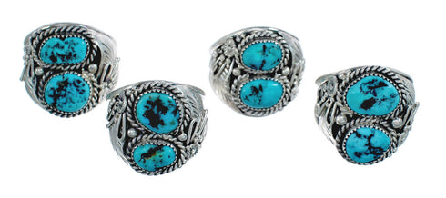 Genuine Sterling Silver Leaf Turquoise American Indian Ring Size 12-1/4 AX124040