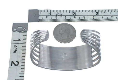 Multicolor Inlay Genuine Sterling Silver Zuni Cuff Bracelet JX123916