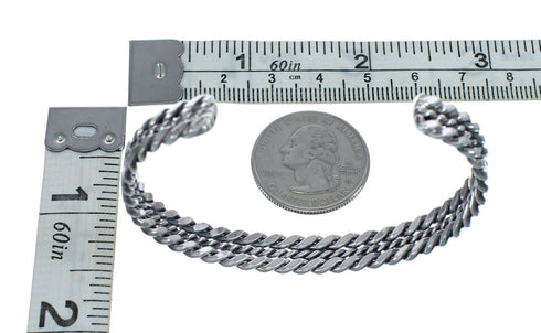 Native American Navajo Genuine Sterling Silver Cuff Bracelet JX123920