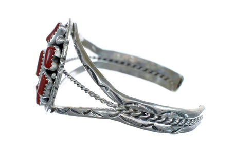Native American Navajo Sterling Silver And Coral Cuff Bracelet JX123919
