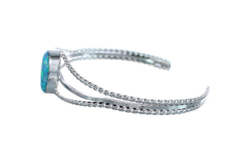 Blue Opal Sterling Silver Native American Cuff Bracelet JX123918