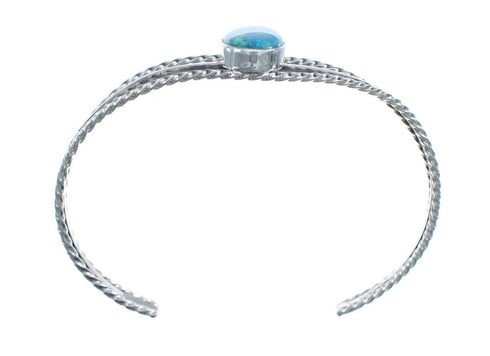 Blue Opal Sterling Silver Native American Cuff Bracelet JX123918