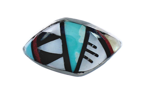 Native American Zuni Multicolor Genuine Sterling Silver Ring Size 9-3/4 JX123974