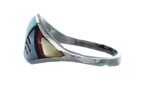 Native American Zuni Multicolor Genuine Sterling Silver Ring Size 9-3/4 JX123974