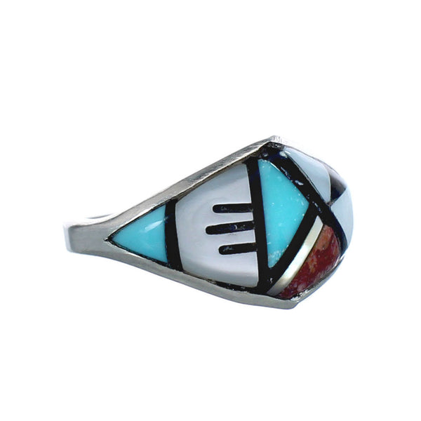 Native American Zuni Multicolor Genuine Sterling Silver Ring Size 7-1/4 JX123975