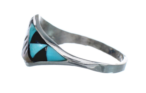 Native American Zuni Multicolor Genuine Sterling Silver Ring Size 10 JX123983