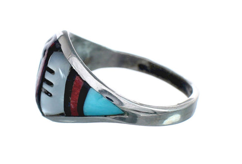 Native American Zuni Multicolor Genuine Sterling Silver Ring Size 7-1/2 JX123985