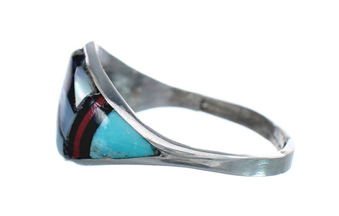 Native American Zuni Multicolor Genuine Sterling Silver Ring Size 9-1/2 JX124002
