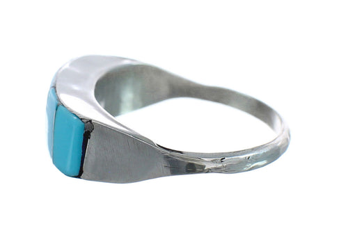 Native American Zuni Sterling Silver Turquoise Ring Size 7-3/4 JX124070