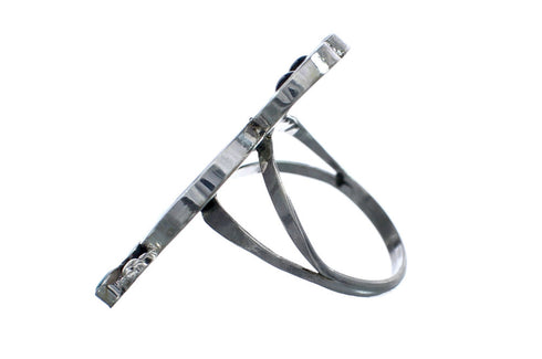 Owl Sterling Silver Zuni Multicolor Multistone Ring Size 7-1/4 JX124023