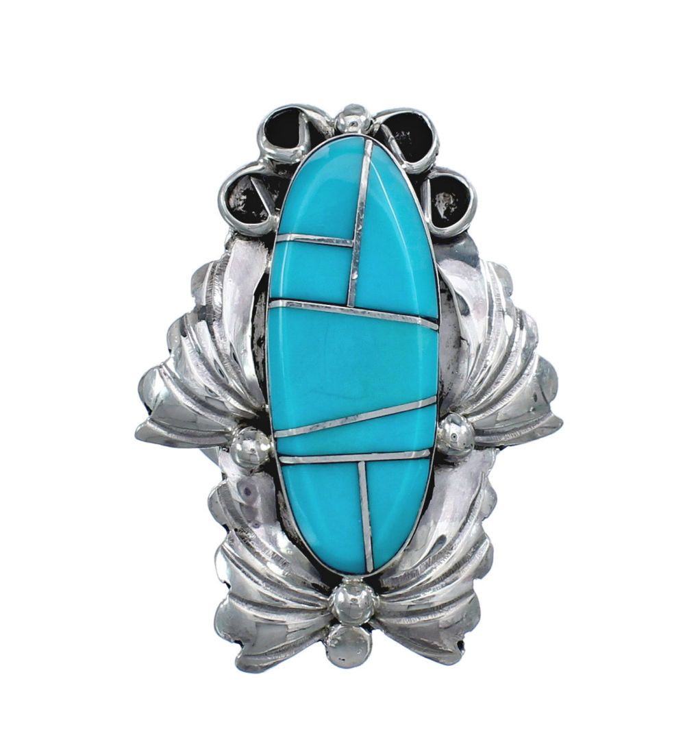 Native American Navajo Turquoise Sterling Silver Ring Size 7-1/2 JX124 ...