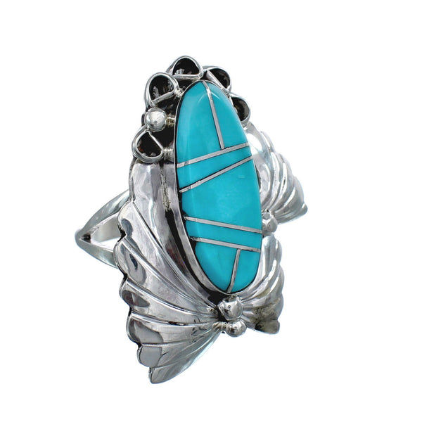 Native American Navajo Turquoise Sterling Silver Ring Size 10 JX124132