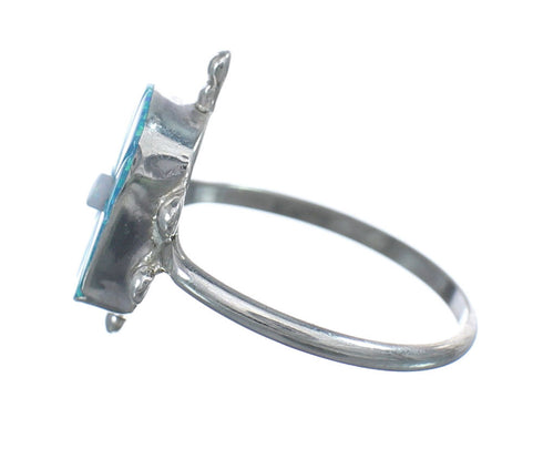 Native American Multicolor Opal Sterling Silver Turtle Ring Size 6-3/4 JX124176