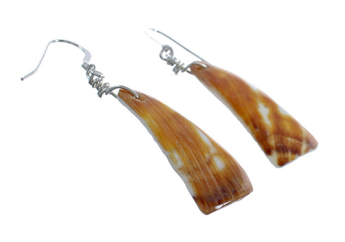 Native American Navajo Sterling Silver And Oyster Shell Hook Dangle Earrings AX124269