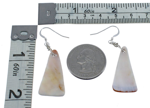 Native American Navajo Sterling Silver And Oyster Shell Hook Dangle Earrings AX124269