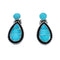 Native American Zuni Turquoise Tear Drop Sterling Silver Inlay Post Earrings JX124235