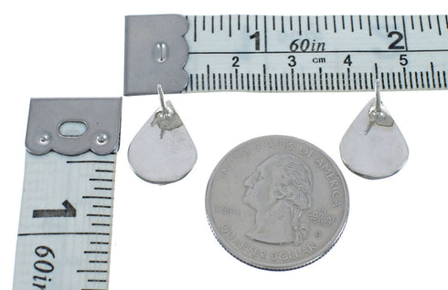 Native American Zuni Turquoise Inlay Tear Drop Post Earrings JX124216