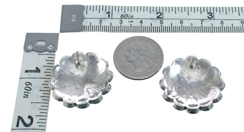 Native American Zuni Sterling Silver Multicolor Inlay Sun Post Earrings JX124222