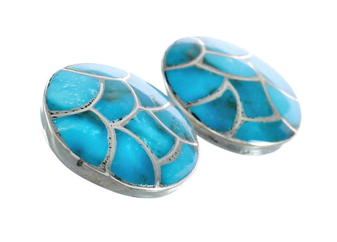 Native American Zuni Turquoise Sterling Silver Post Stud Earrings JX124250