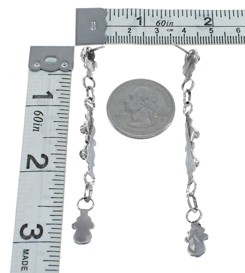 Native American Zuni Sterling Silver And Turquoise Post Dangle Earrings JX124305