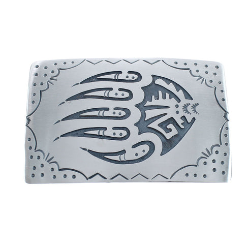 Native American Navajo Sterling Silver Bear Paw Belt Buckle JX124349