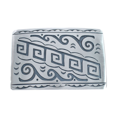 Native American Navajo Sterling Silver Water Wave Belt Buckle JX124344