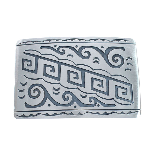 Native American Navajo Sterling Silver Water Wave Belt Buckle JX124344