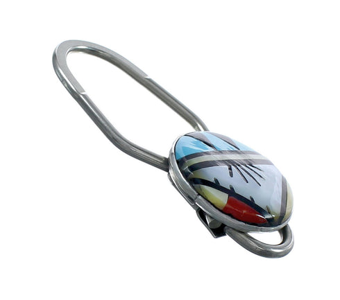 Native American Zuni Multicolor Inlay Sterling Silver Key Chain JX124383