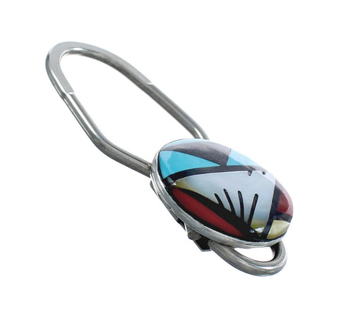 Native American Zuni Multicolor Inlay Sterling Silver Key Chain JX124385