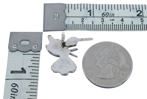 Native American Zuni Multicolor Inlay Genuine Sterling Silver Pendant JX124366