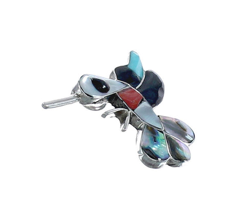 Native American Zuni Multicolor Inlay Genuine Sterling Silver Pendant JX124369