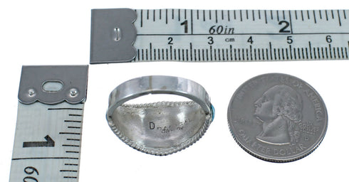 Zuni Jewelry Turquoise Inlay Sterling Silver Ring Size 11-3/4 AX124648