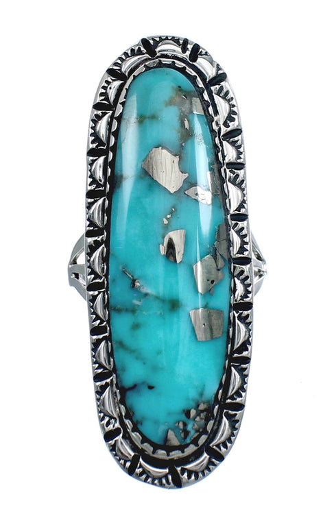 Native American Sterling Silver And Turquoise Ring Size 5-1/4 AX124598