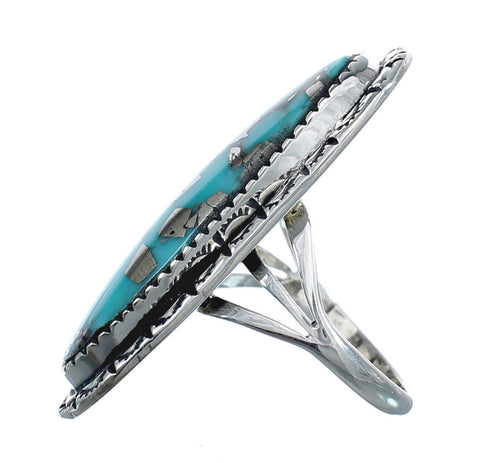 Native American Sterling Silver And Turquoise Ring Size 5-1/4 AX124598
