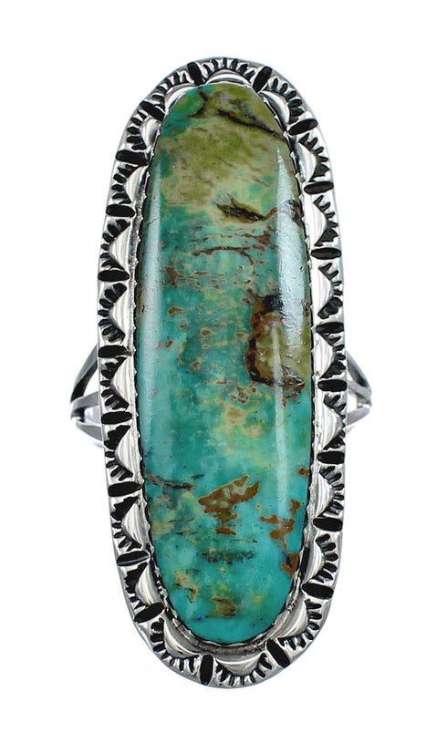 Native American Sterling Silver And Turquoise Ring Size 5-3/4 AX124606