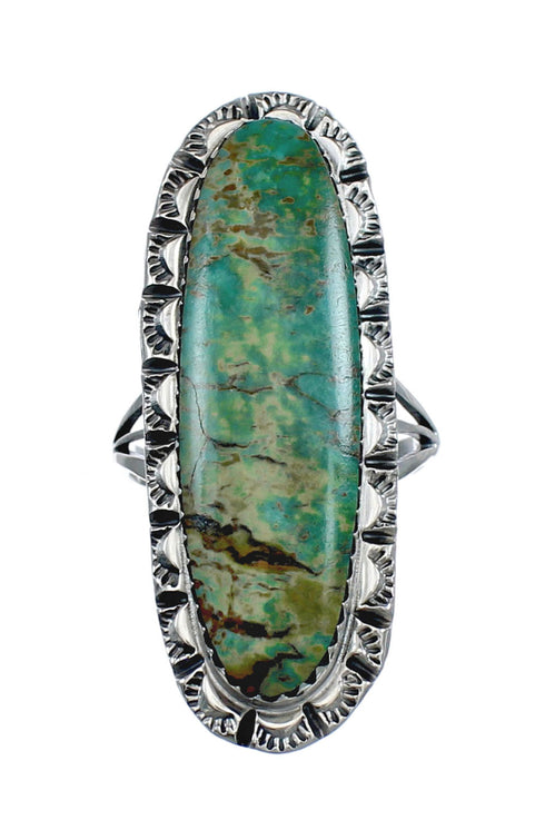 Native American Sterling Silver And Turquoise Ring Size 6-3/4 AX124610