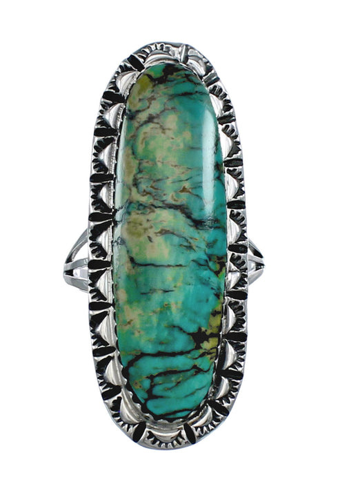 Native American Sterling Silver And Turquoise Ring Size 6-3/4 AX124613