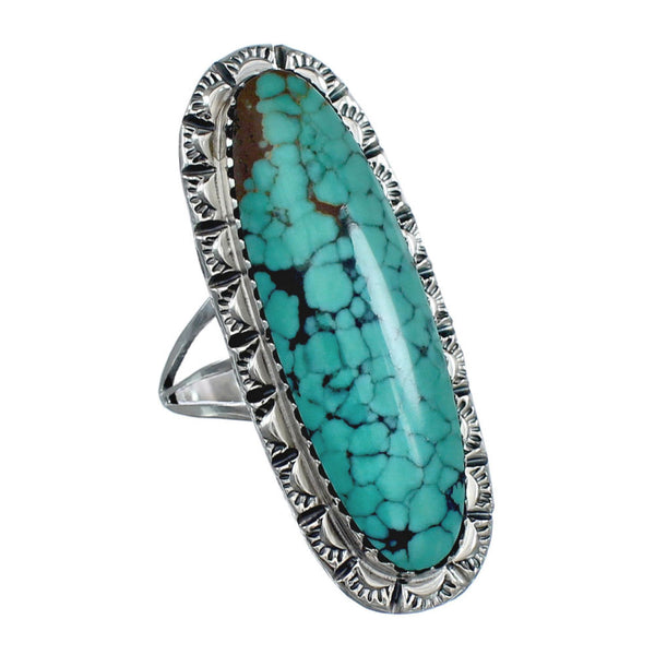 Native American Sterling Silver And Turquoise Ring Size 6-3/4 AX124614
