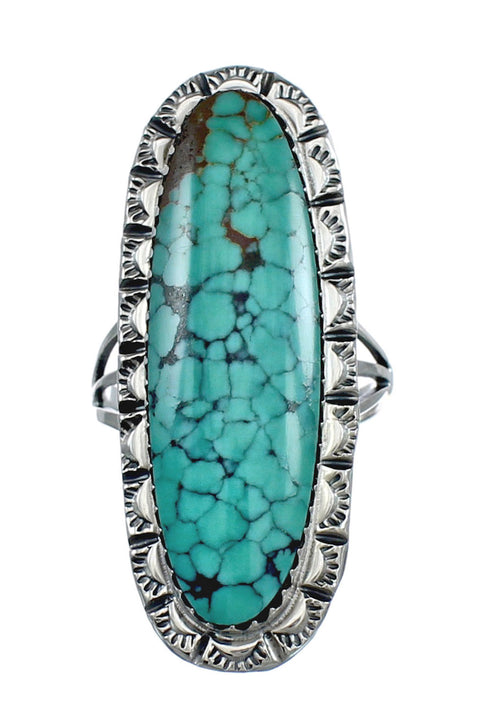 Native American Sterling Silver And Turquoise Ring Size 6-3/4 AX124614