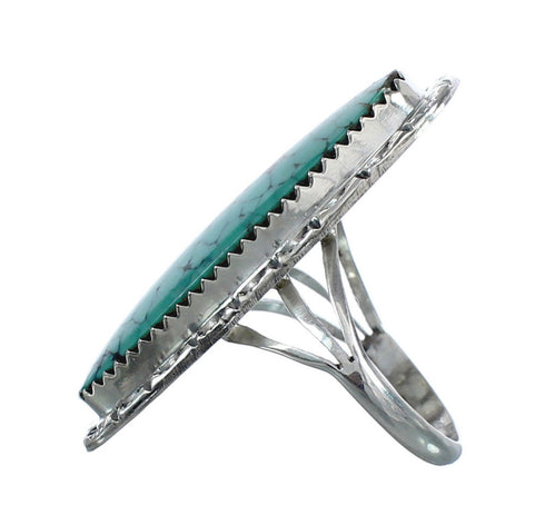 Native American Sterling Silver And Turquoise Ring Size 6-3/4 AX124614