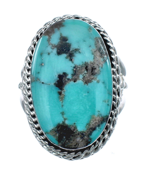 Native American Turquoise Genuine Sterling Silver Navajo Ring Size 13 AX124651