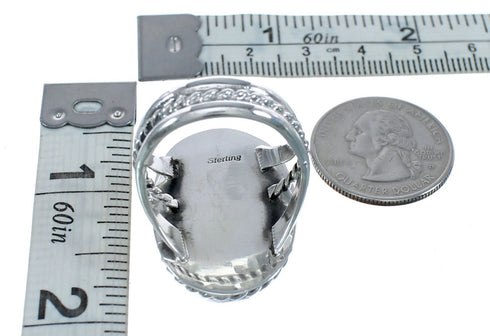 Native American Turquoise Genuine Sterling Silver Navajo Ring Size 13 AX124651