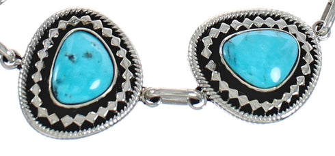 Native American Turquoise Navajo Sterling Silver Link Bracelet AX124663