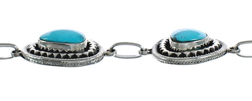 Native American Turquoise Navajo Sterling Silver Link Bracelet AX124663