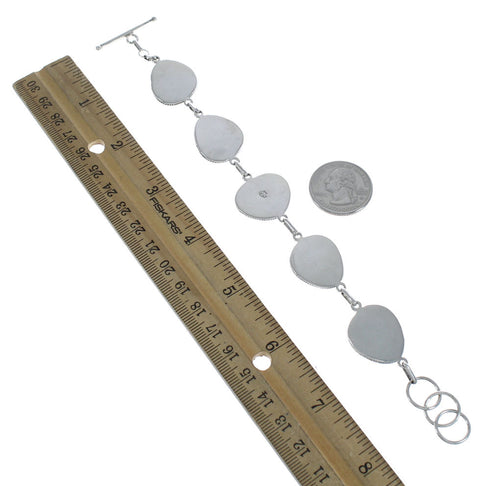 Native American Turquoise Navajo Sterling Silver Link Bracelet AX124663