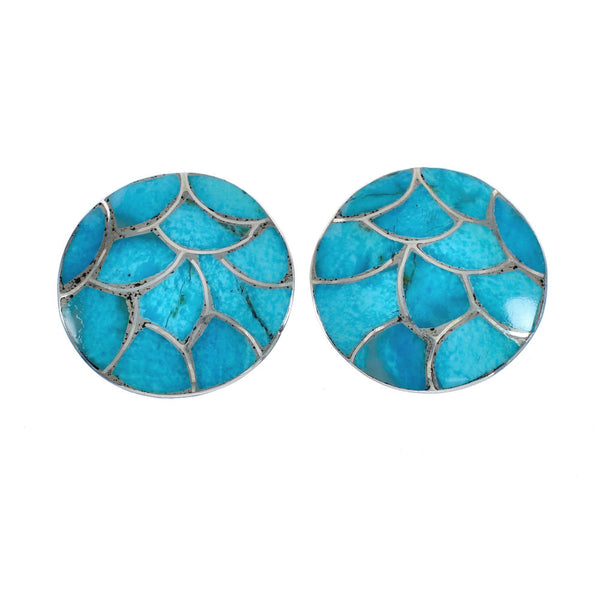 Native American Zuni Turquoise Sterling Silver Post Stud Earrings JX124249
